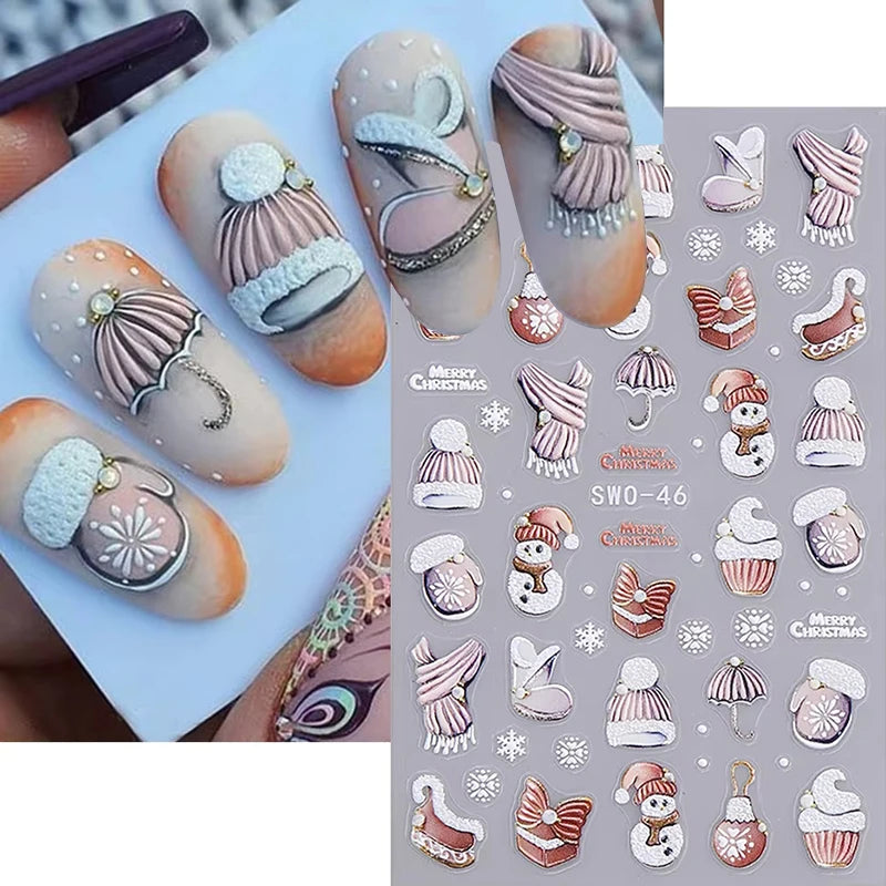 Christmas Nail Stickers Self Adhesive Art Decals for Winter Manicure Holiday Decoration