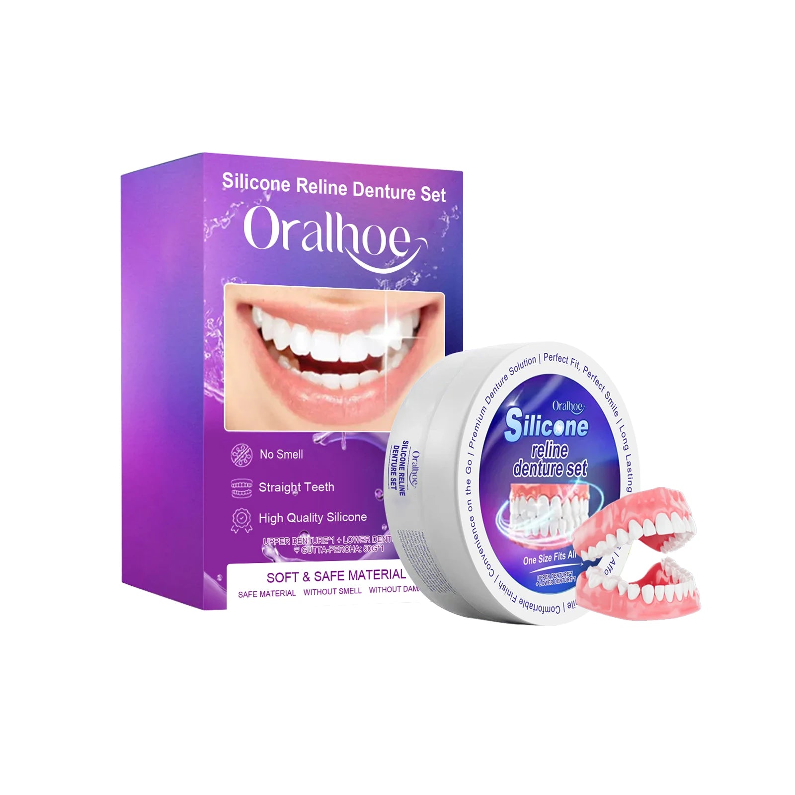 Silicone Reline Denture Set Comfortable Fit Natural Look for Daily Use at Home for Great Smile - 17