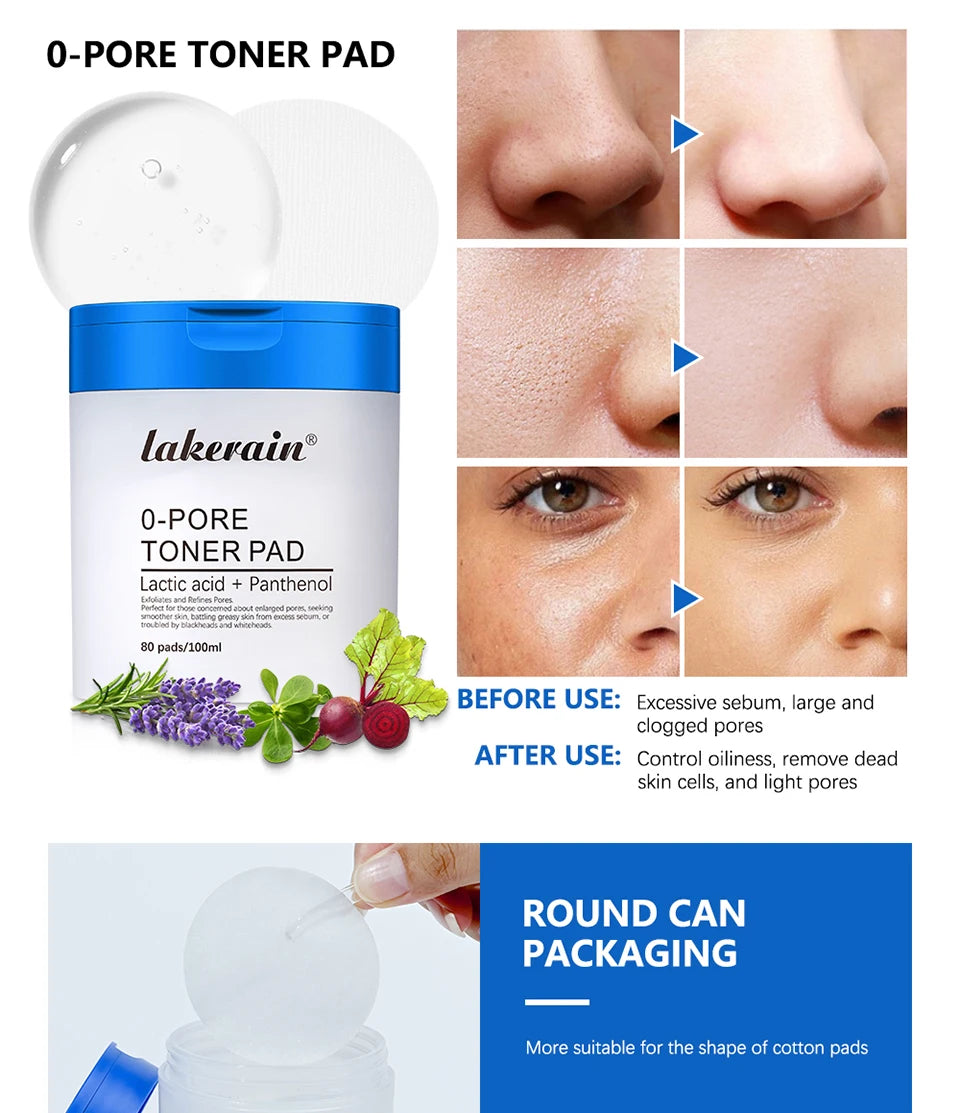 Pore Toner Pad and Peptide Serum Set Deep Moisturizing Glow for Unisex Daily Facial Skin Care