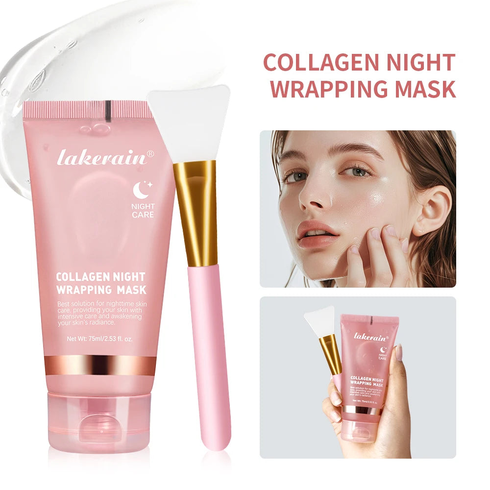 Collagen Night Wrapping Mask Anti Aging Peel Off Treatment for Face Radiance Overnight