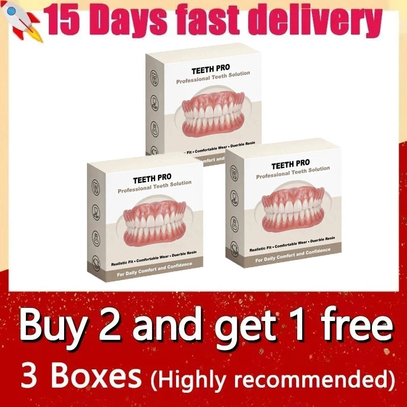 Realistic False Teeth Silicone Dentures Comfort Fit for Adults Seeking a Bright Smile