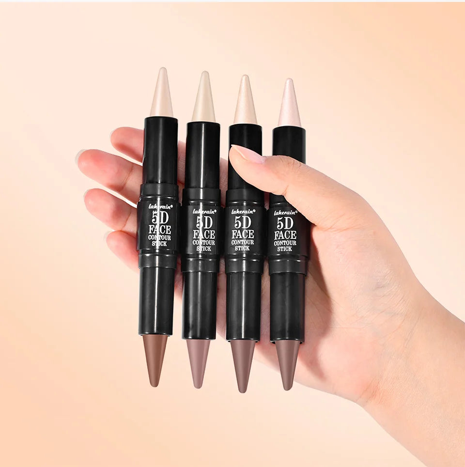 Dual Ended Face Contour Stick Highlighter Waterproof Makeup for Sculpting and Daily Beauty