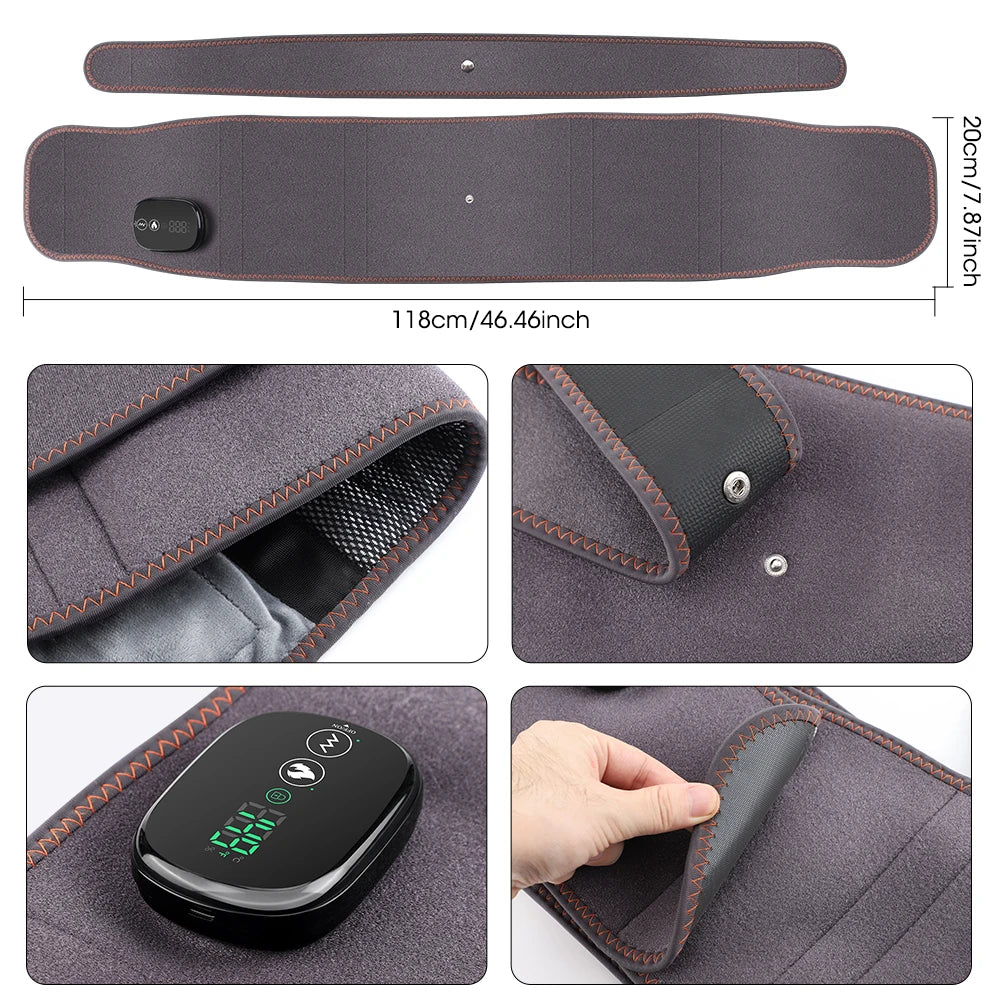 Cordless Heated Waist Massager with Red Light Therapy Vibration Support for Home Relaxation
