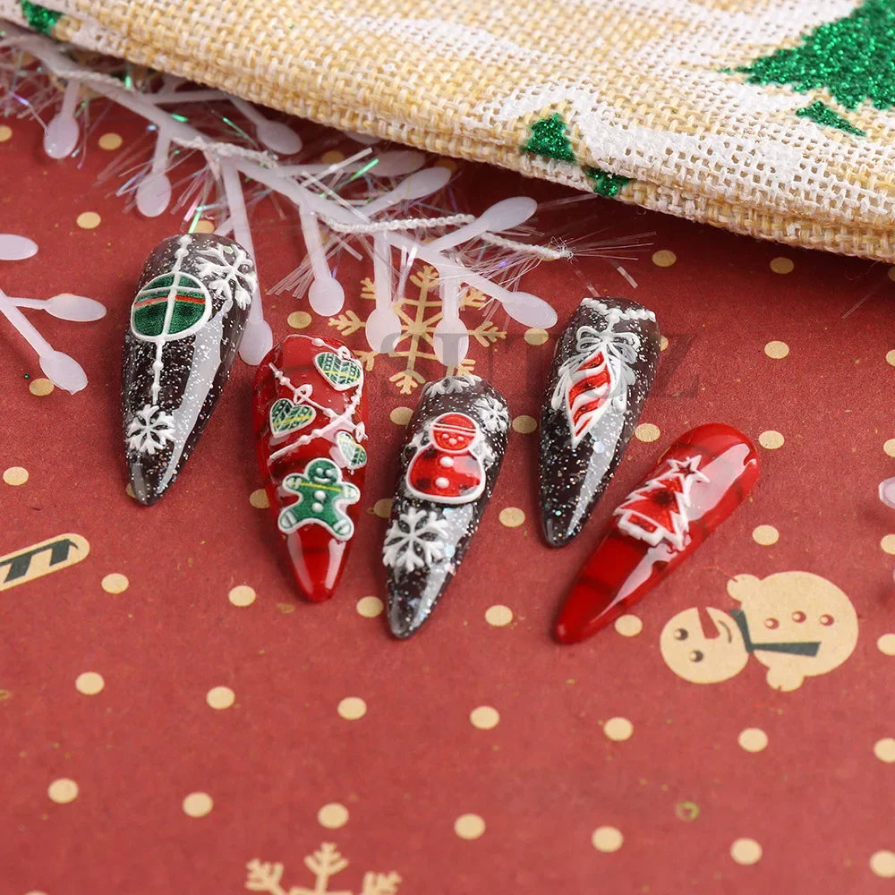 Christmas Nail Stickers 5D Relief Snowflake Decals for Women and Girls at Home