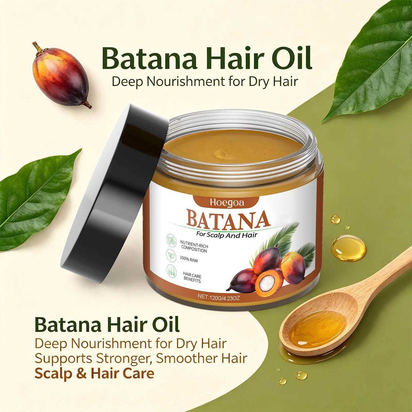 Batana Hair Mask Repair Split Ends for Dry Damaged Hair Scalp Nourishing Hair Care Treatment - 1