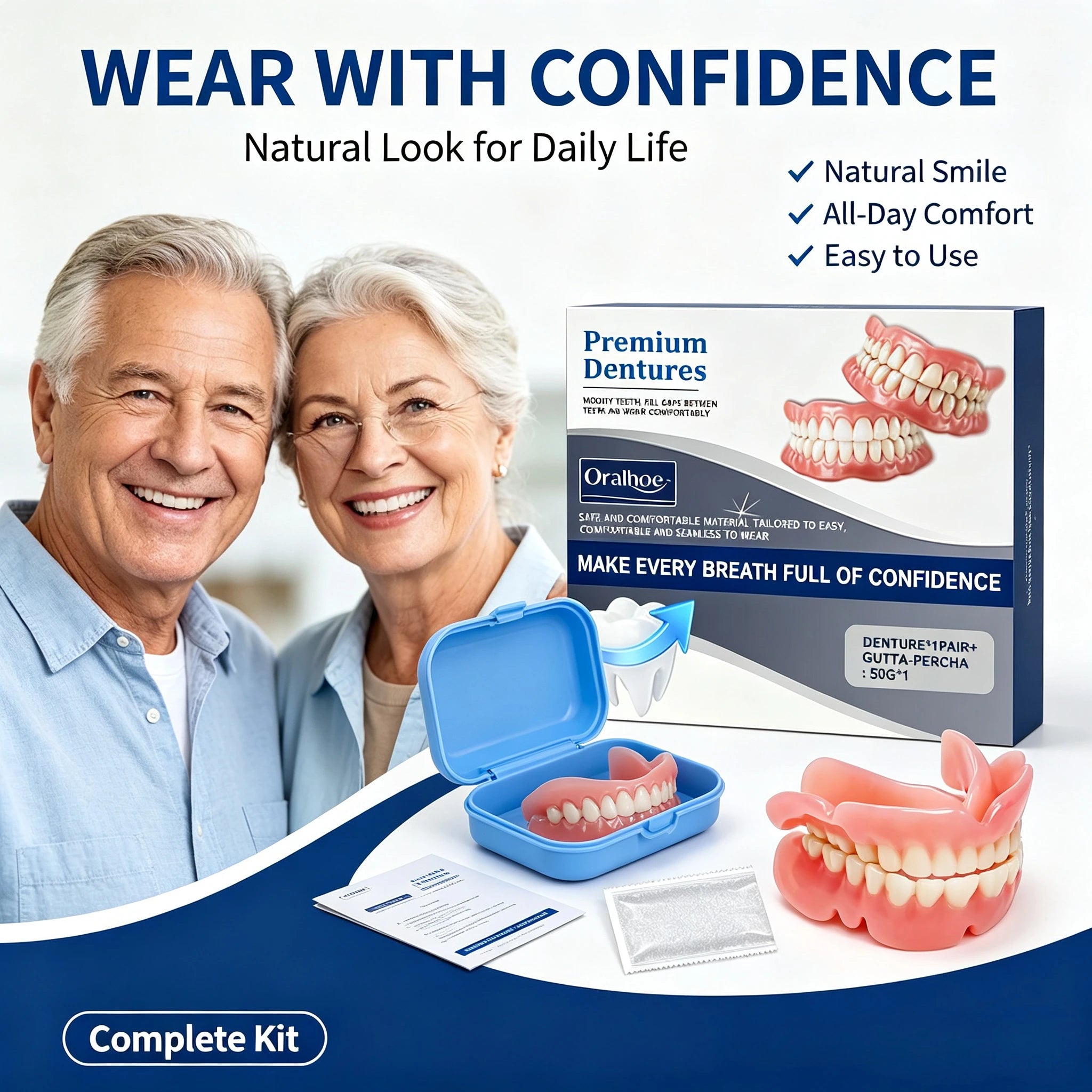 Silicone Snap On Dentures Natural Realistic Smile for Men and Women Instant Comfort Fit - 4