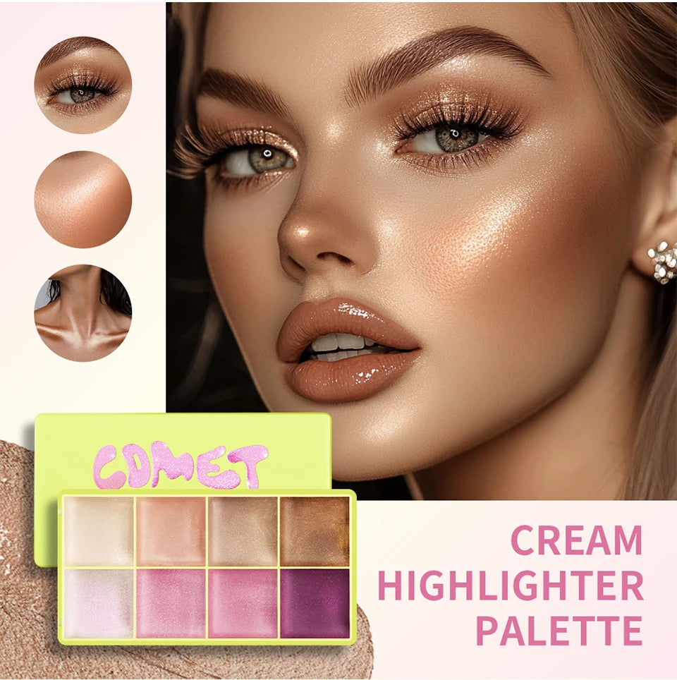 Cream Highlighter Palette Long Lasting Bronzer Blush for Professional Makeup Artists