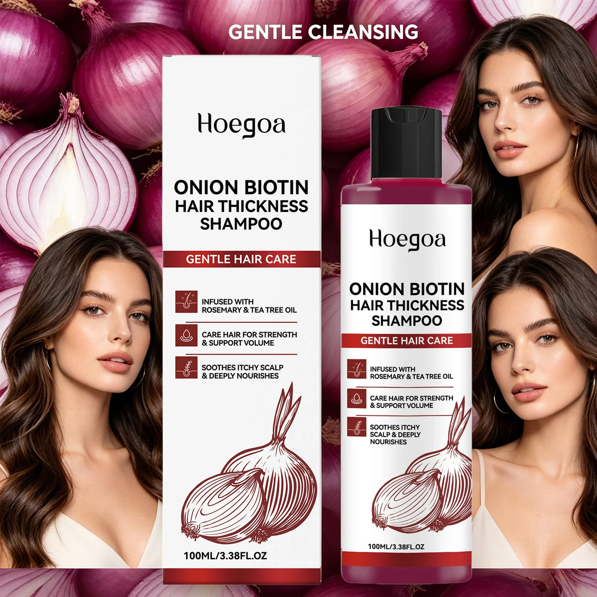 Onion Biotin Shampoo for Thicker Hair Growth and Scalp Care for Men and Women at Home