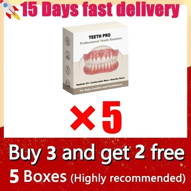 Silicone Dentures Realistic False Teeth Comfort Smile Appliance for Adults Daily Use