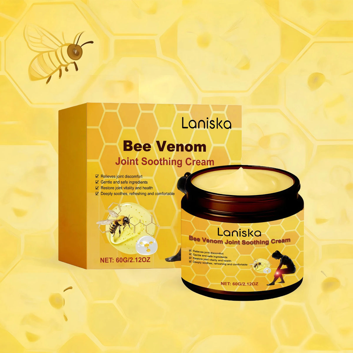 Bee Venom Joint Soothing Cream Natural Massage Balm for Body Muscles and Daily Joint Support