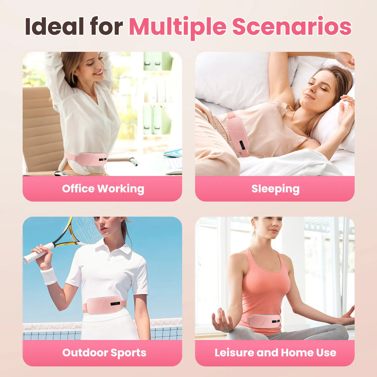 Menstrual Heating Pad Portable Vibration Massage Belt for Women at Home or Office