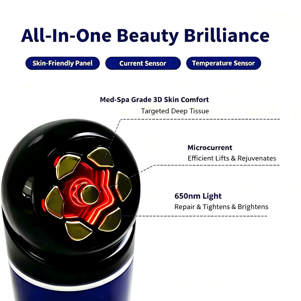 3 in 1 Facial Massager Red Light Skin Tightening Tool for Women at Home Daily Skincare Routine