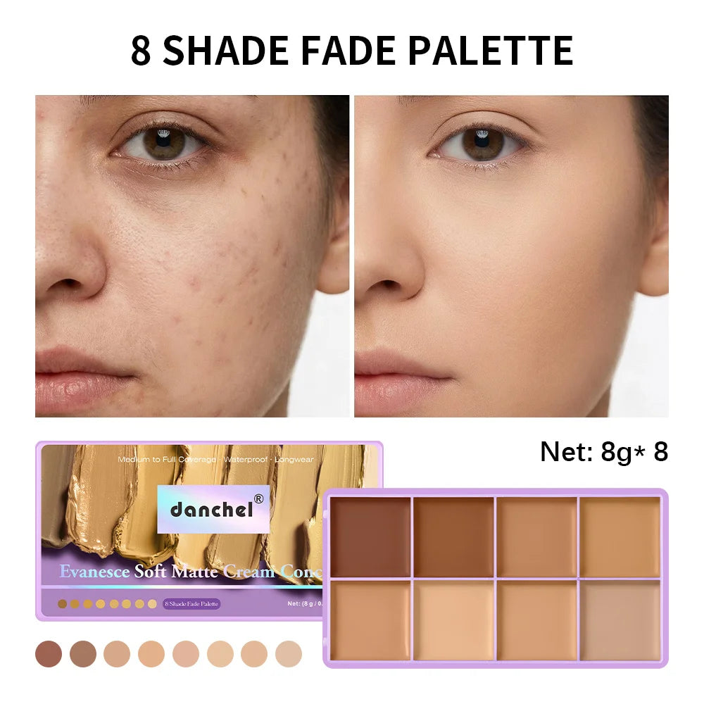 8 Shade Cream Concealer Palette Soft Matte Contour for All Skin Types Daily