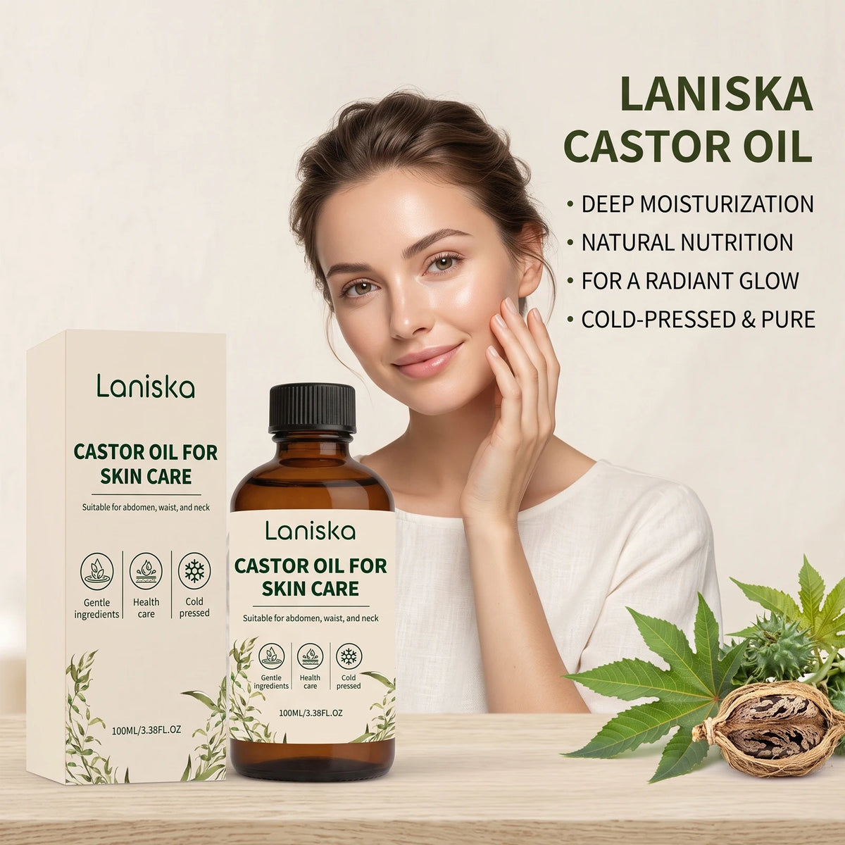 Cold Pressed Castor Oil Moisturizing Skin Elasticity Massage for Women Daily Body Care