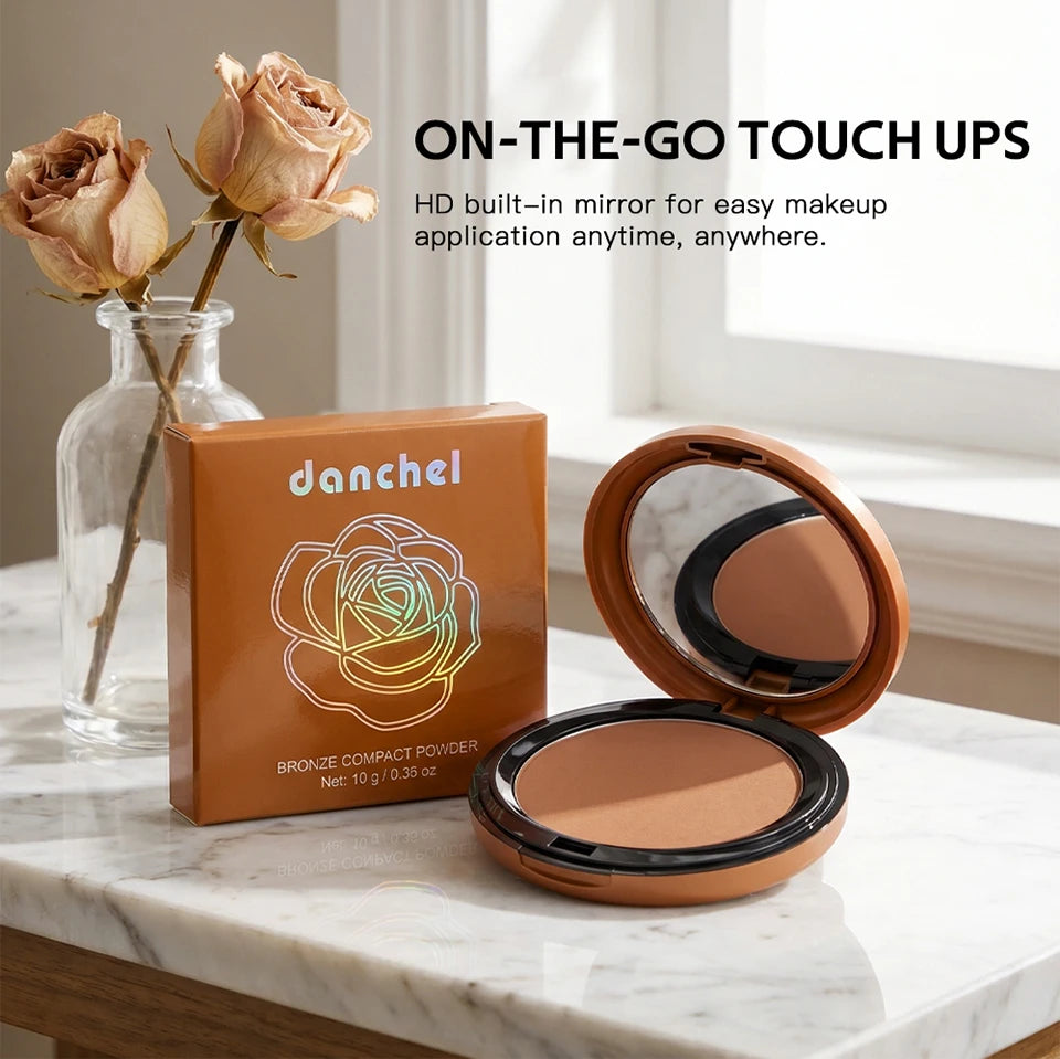 Bronze Compact Powder Oil Control Matte Finish for All Skin Types Daily Makeup Routine