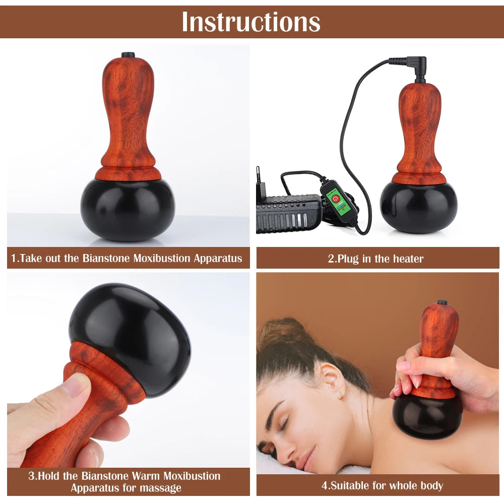 Electric Gua Sha Massager Hot Stone Therapy Tool for Body Relaxation at Home and Spa