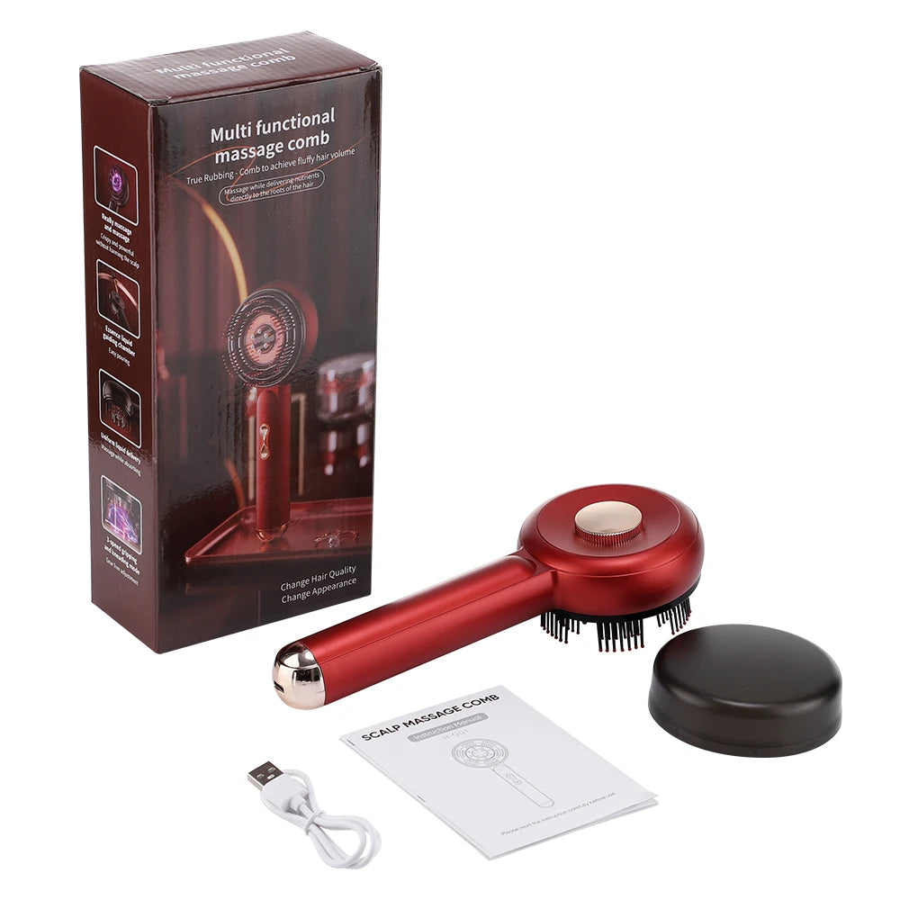 Electric Scalp Massage Comb LED Therapy Hair Growth Serum Applicator for Men and Women Home