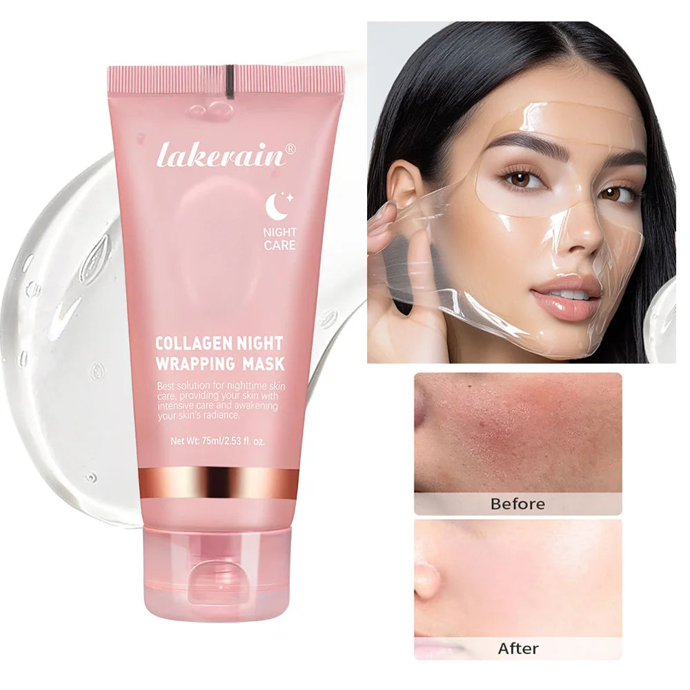 Collagen Night Wrapping Mask Anti Aging Peel Off Treatment for Face Radiance Overnight