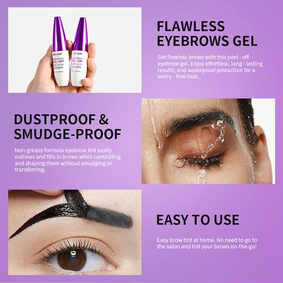 Eyebrow Gel Tint Peel Off Waterproof Brow Enhancer for Natural Long Lasting Daily Makeup - 9