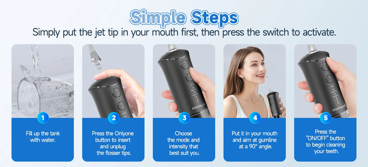 Water Flosser Teeth Cleaner Rechargeable Oral Irrigator for Adults at Home or Travel