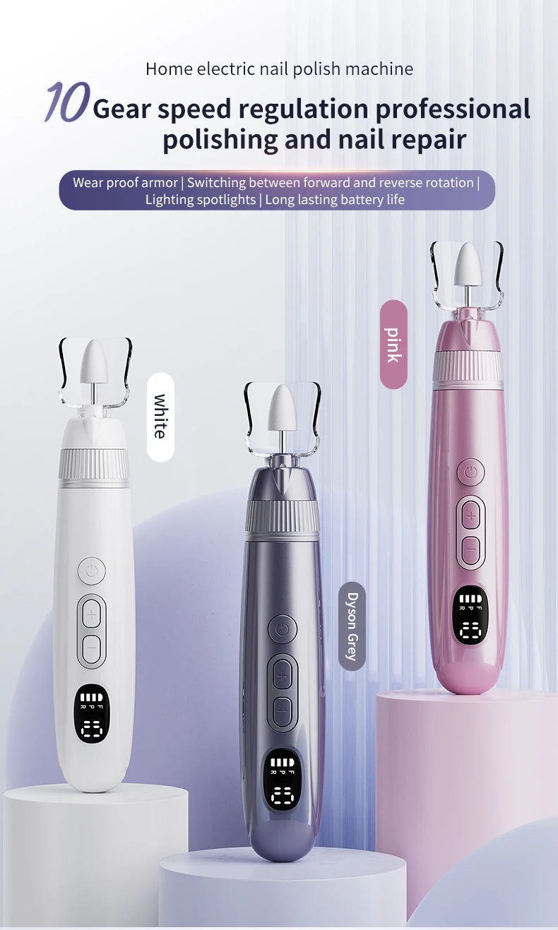 Electric Nail Drill Kit Adjustable Speed Nail File for Home Manicure and Pedicure Care - 7
