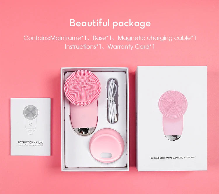 Electric Facial Cleansing Brush Sonic Vibration Scrubber for deep pore cleaning at home