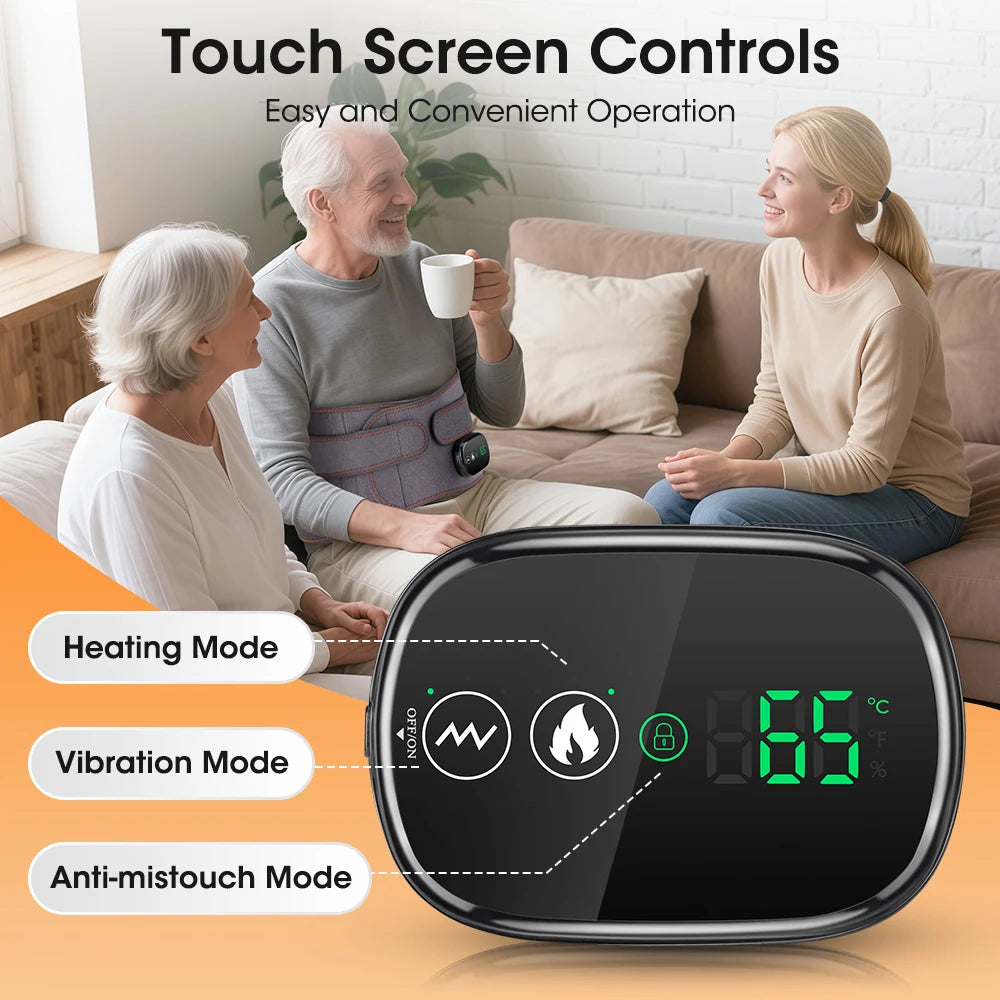 Cordless Heated Waist Massager with Red Light Therapy Vibration Support for Home Relaxation