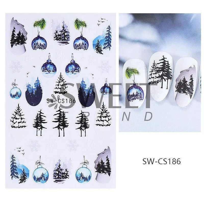 Christmas Nail Stickers Winter Decals for Salon Manicure and Home Holiday Decoration