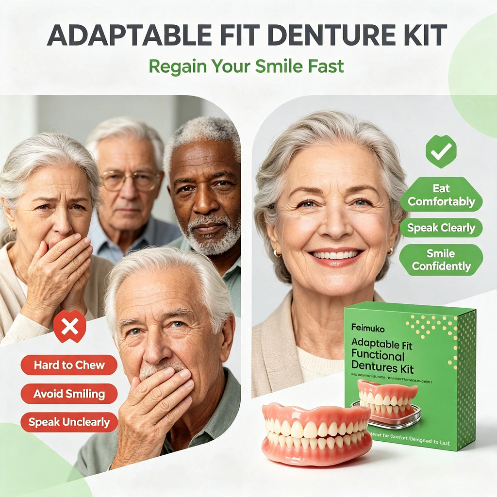 Soft Silicone Snap On Dentures Natural Fit Smile Teeth for Adults at Home Daily Use