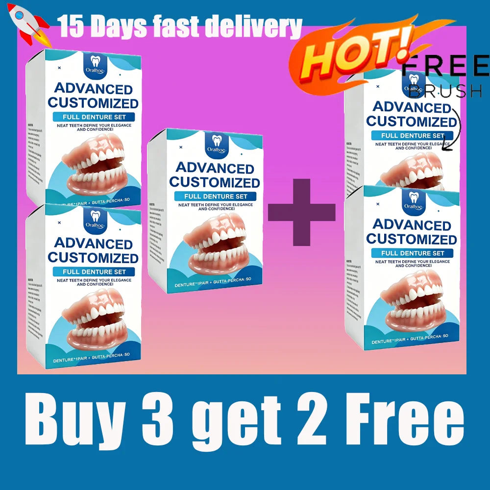 Realistic Full Denture Set Comfortable False Teeth for Men and Women for Natural Confident Smiles