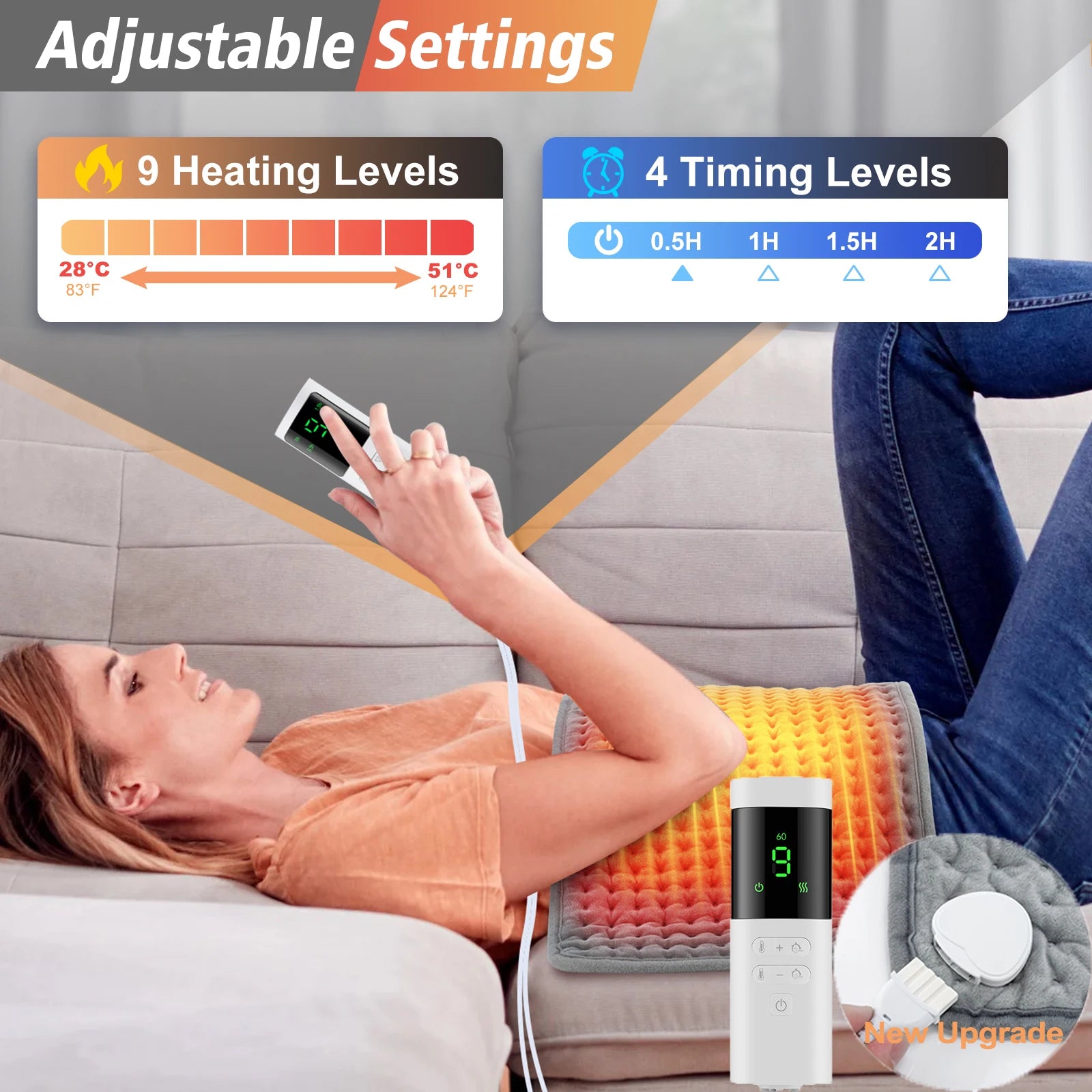 Electric Heating Pad with 9 Heat Settings and Timer for Home and Office Use During Winter - 2