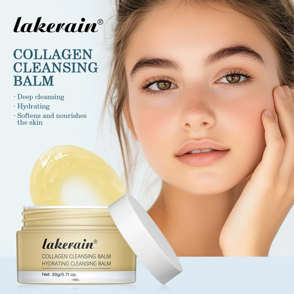 Collagen Cleansing Balm Deep Pore Makeup Remover for Daily Facial Care and Hydrated Skin Glow