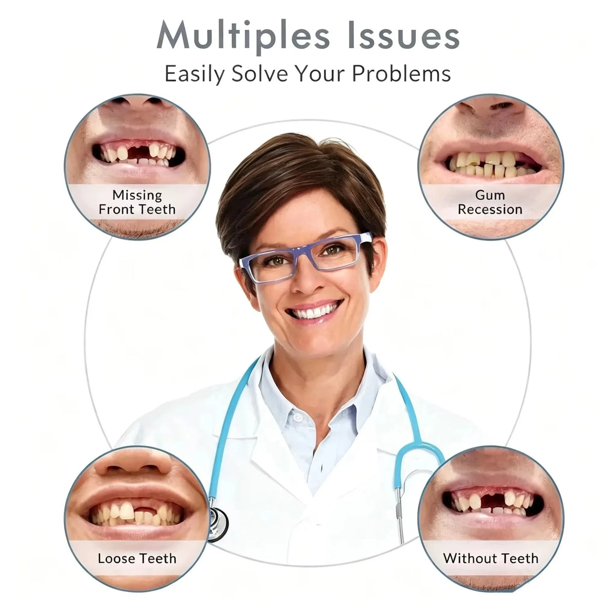 Silicone Dentures Natural False Teeth Instant Comfort Fit for Men and Women Everyday Use