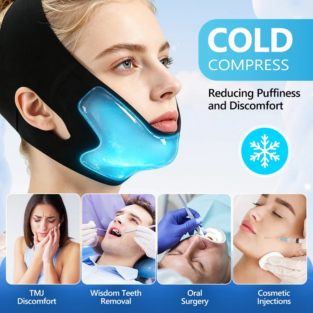 Face Ice Pack V Lifting Bandage Reusable Gel Compress for Home Skincare and Facial Recovery