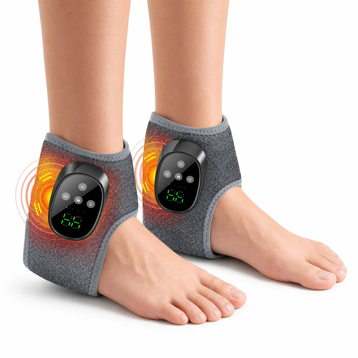 Wireless Ankle Massager Heated Vibration Wrap for Pain Relief and Foot Relaxation at Home Office