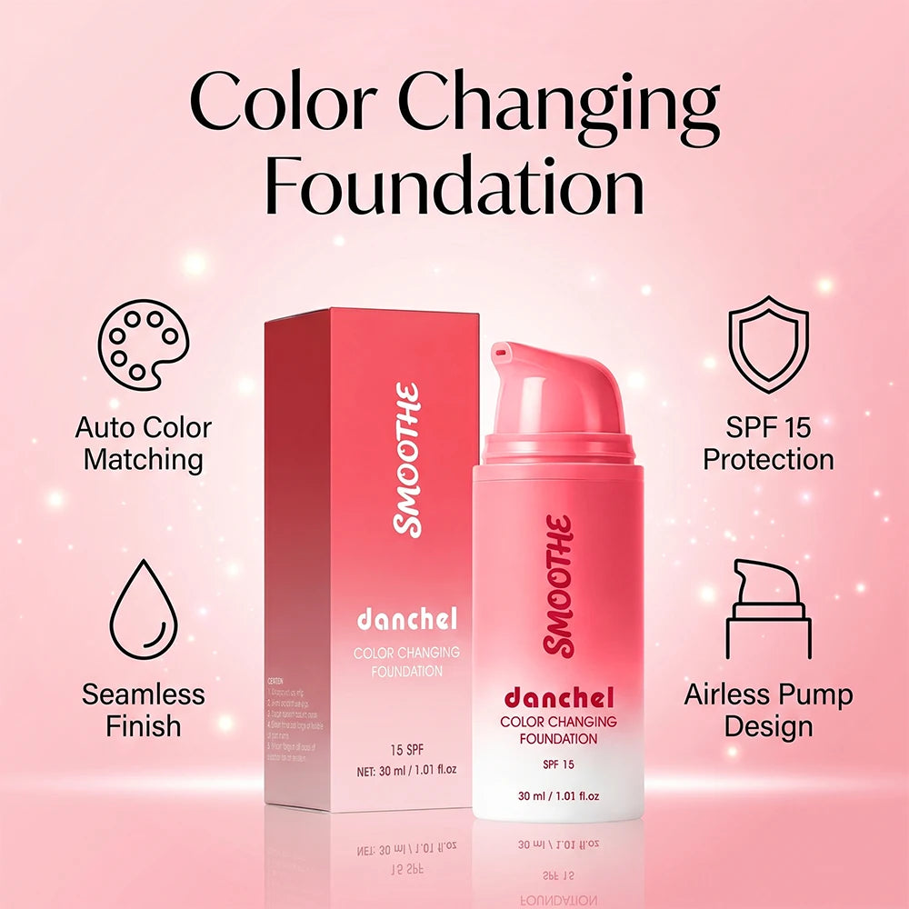 Color Changing Foundation Flawless Seamless Coverage for Women Daily Face Makeup Natural Glow
