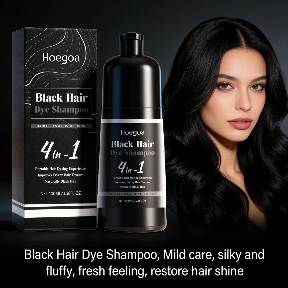 Black Hair Dye Shampoo Natural Gray Coverage for Men and Women at Home Daily Care Routine