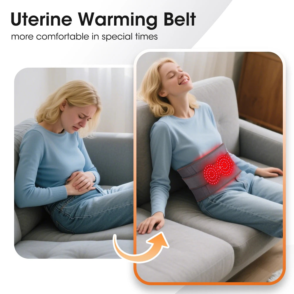 Cordless Heated Waist Massager with Red Light Therapy Vibration Support for Home Relaxation
