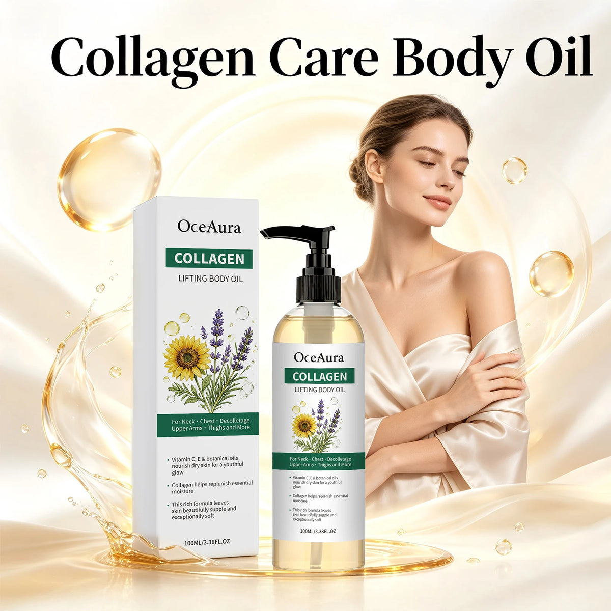 Collagen Body Oil Nourishing Hydration for Dry Skin Women and Men Daily Body Care Routine