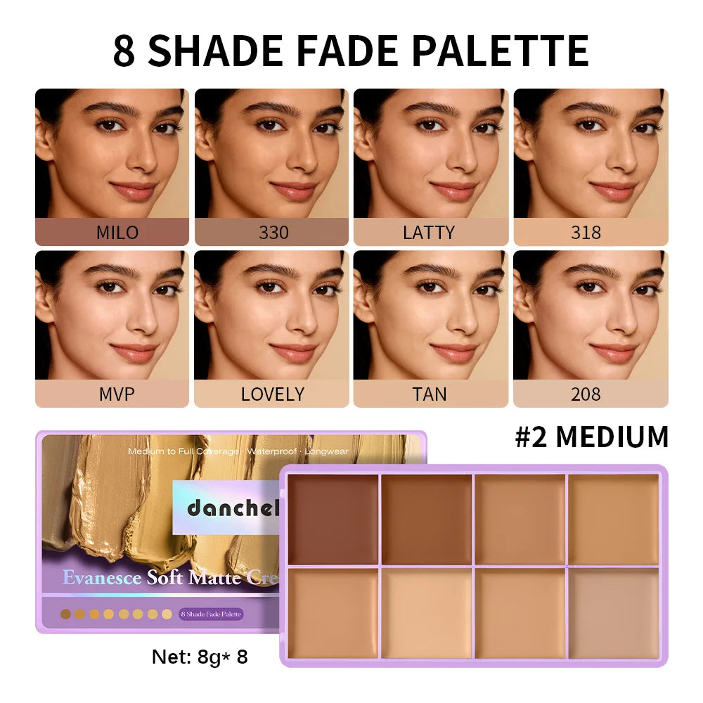 8 Shade Cream Concealer Palette Soft Matte Contour for All Skin Types Daily