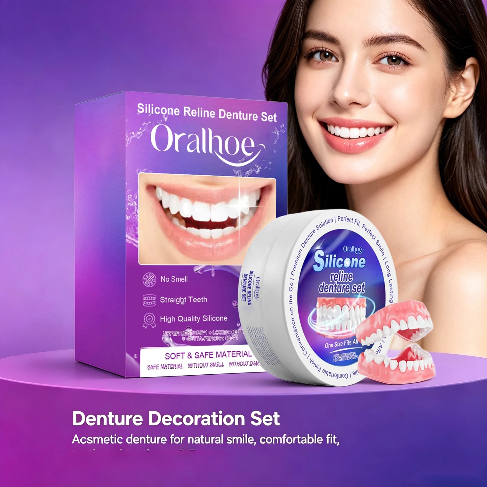 Silicone Reline Denture Set Comfortable Fit Natural Look for Daily Use at Home for Great Smile - 8