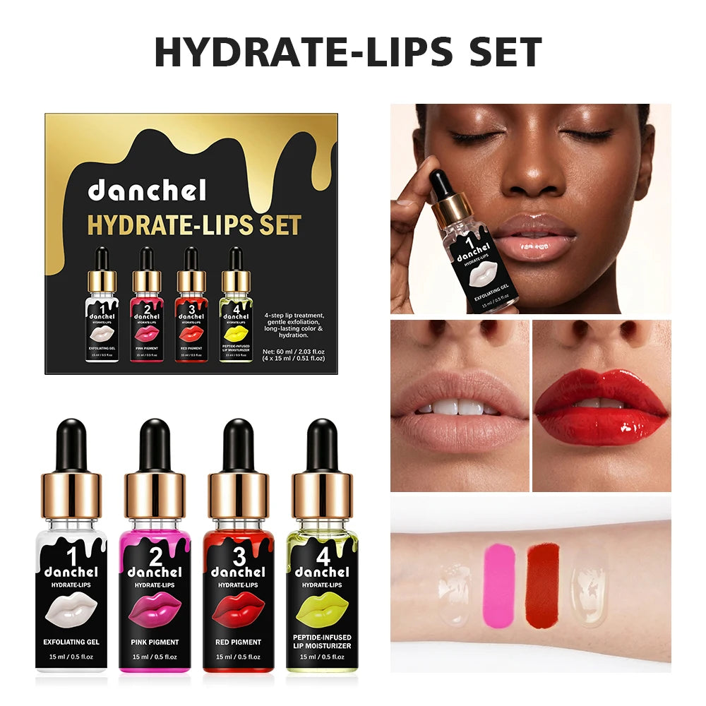Hydrate Lips Set Exfoliating Gel and Peptide Moisturizer for Daily Lip Care Routine