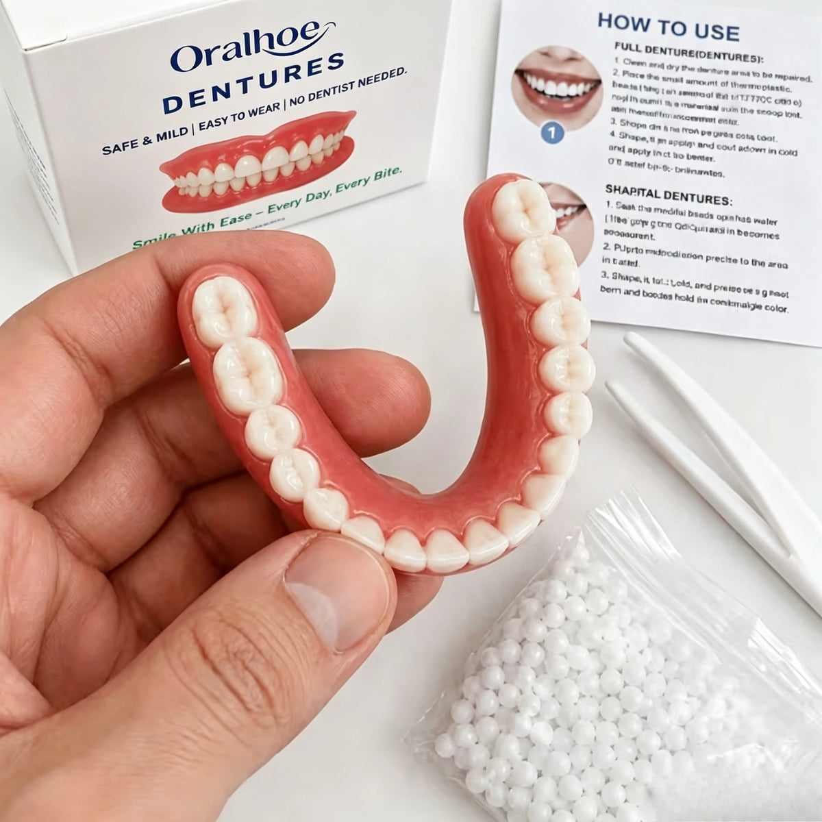 Adjustable Cosmetic Dentures Fake Teeth for Temporary Beauty Smile Men and Women Daily Use