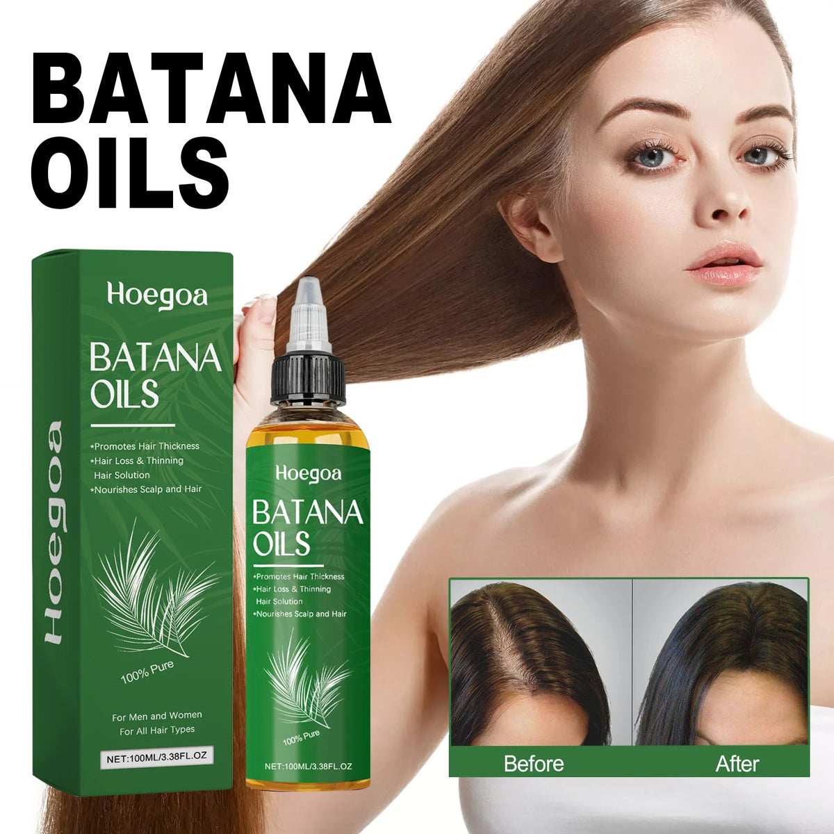 Pure Batana Oil for Hair Roots Strengthening and Anti Frizz for Unisex Daily Hair Care Routine