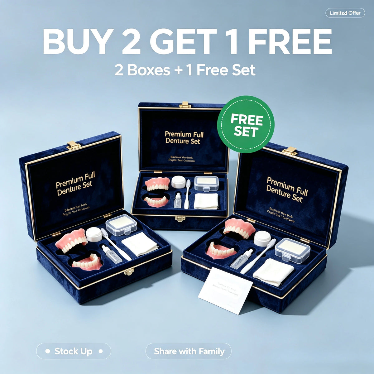 Silicone Full Mouth False Teeth Kit Cosmetic Smile Set for Daily Use and Instant Confidence