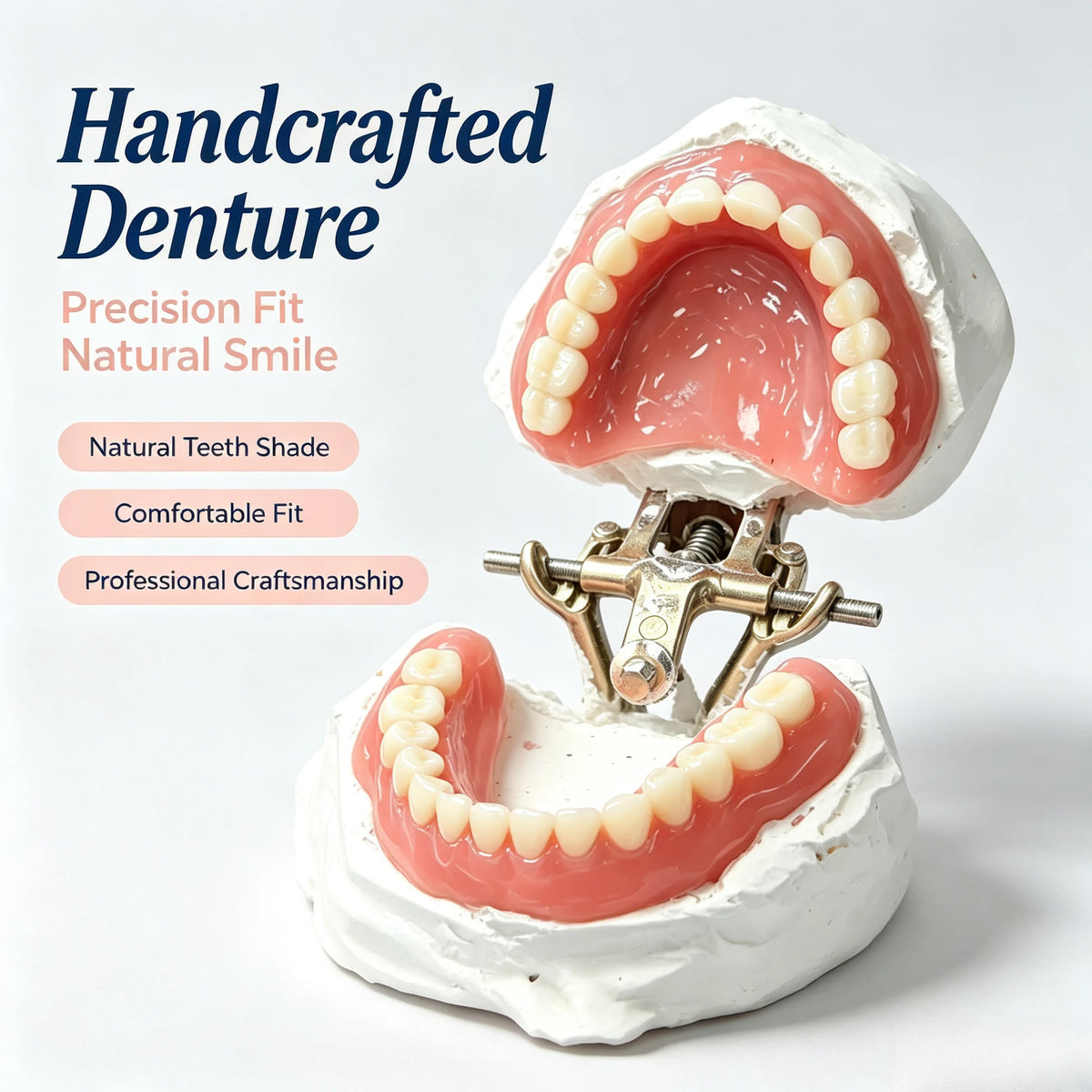 Silicone Dentures Natural False Teeth Instant Comfort Fit for Men and Women Everyday Use