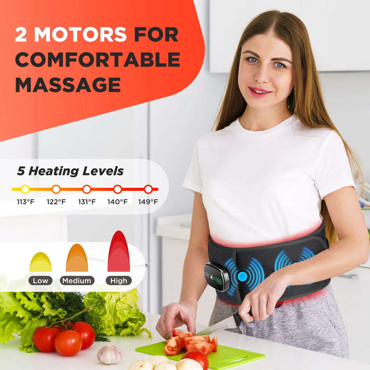 Back Massager Belt with Heat and Vibration Lumbar Support for Home Office and Daily Waist Care