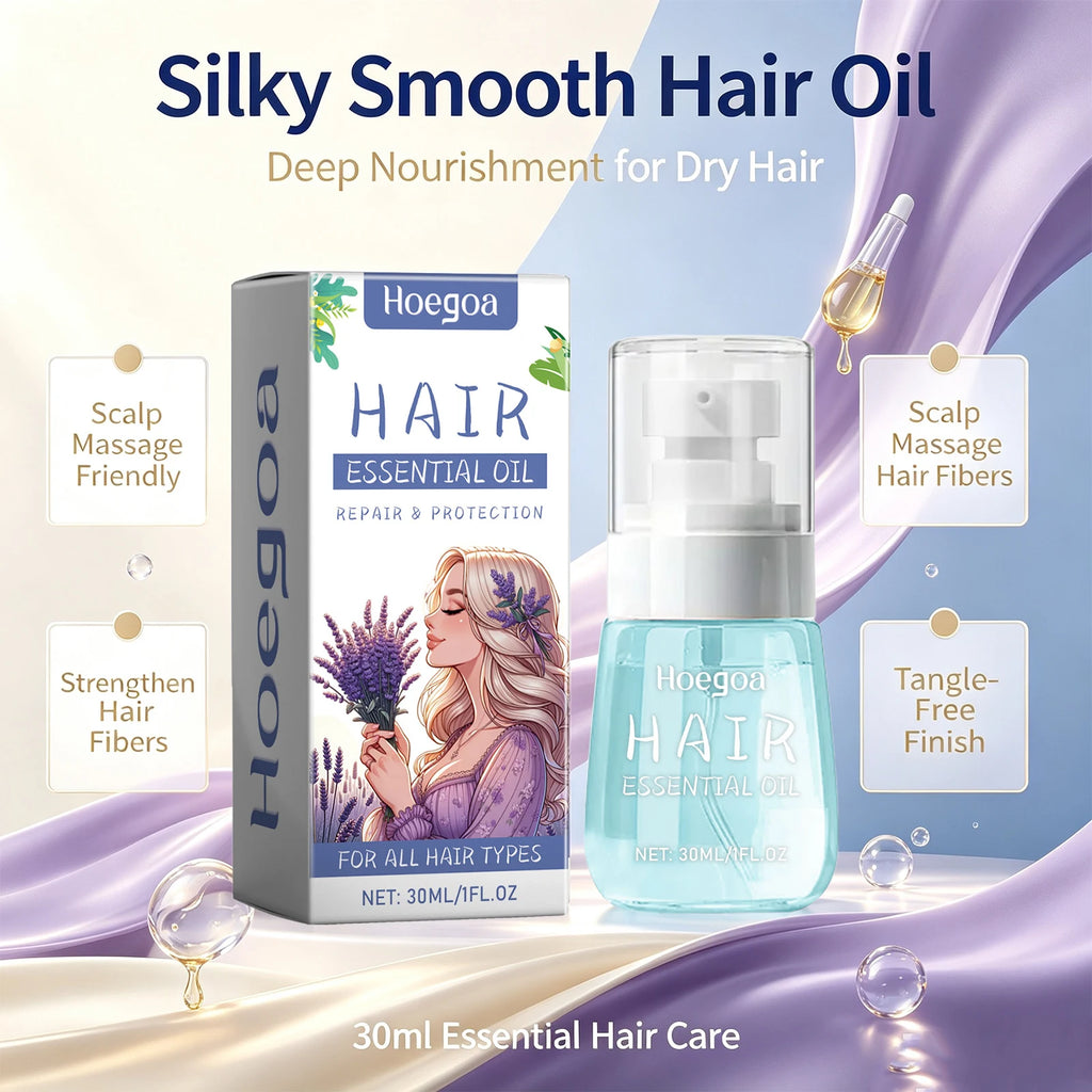 Lavender Hair Essential Oil Repair Anti Frizz Serum for Dry Damaged Hair and Healthy Scalp Roots