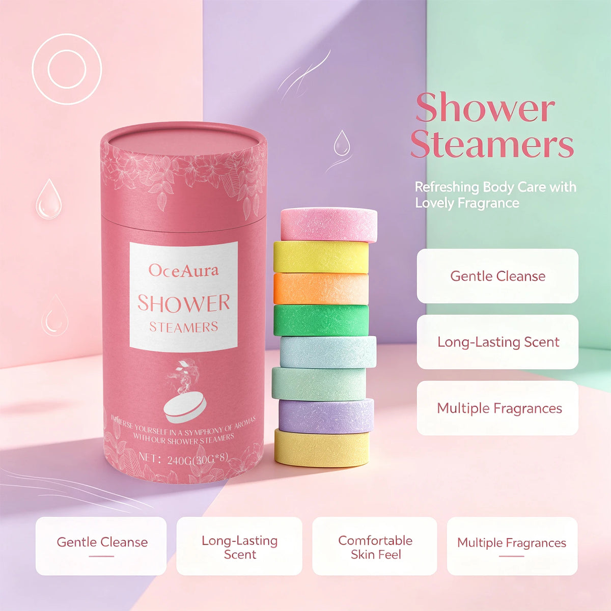 Aromatherapy Shower Steamers Relaxing Fragrance Tablets for Home Spa and Stress Relief