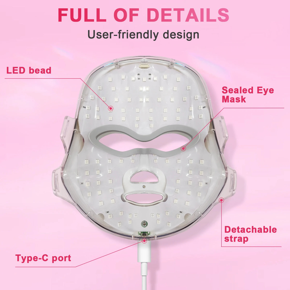 7 Color LED Photon Facial Mask Skin Rejuvenation and Anti Aging Tool for Women at Home Spa